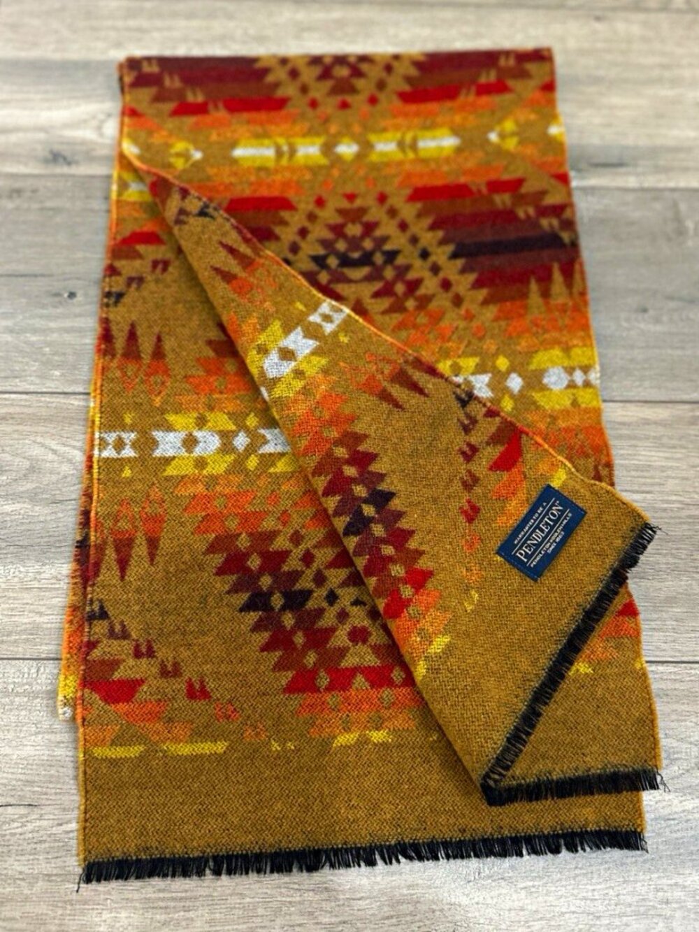 Pendleton 100% Wool Southwestern Geometric Scarf Made in Italy
